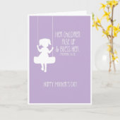 母の日カードバイブル聖句の女の子シルエット カード (黄色い花)