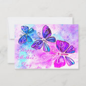 母の日カードパープルピンク蝶飛んでいる カード (裏面)