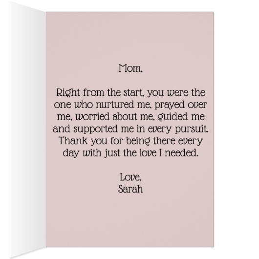 母の日カードピンクのフローラとメッセージの内側 (内側 (右))