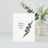 母の日カードフローラ水色リリー紫 ポストカード (スタンド正面)