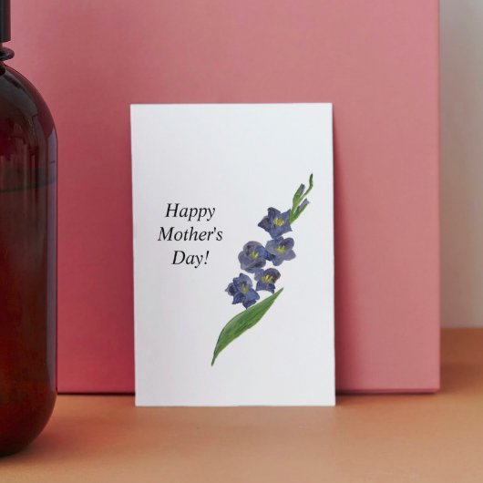 母の日カードフローラ水色リリー紫 ポストカード