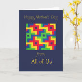 母の日カード – パッチワークキルト カード (黄色い花)