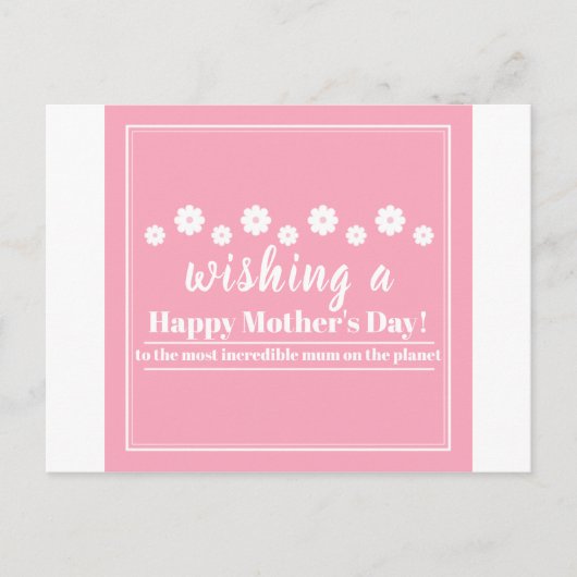 母の日カード、最高の母 ポストカード (正面)