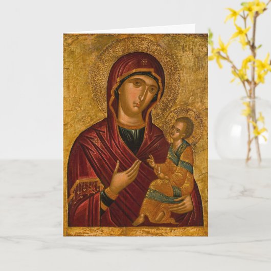 母の日キリスト教の正教会のアイコン カード (黄色い花)