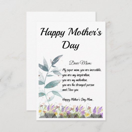 母の日ギフトカード/お母様の日 サンキューカード (正面/裏面)