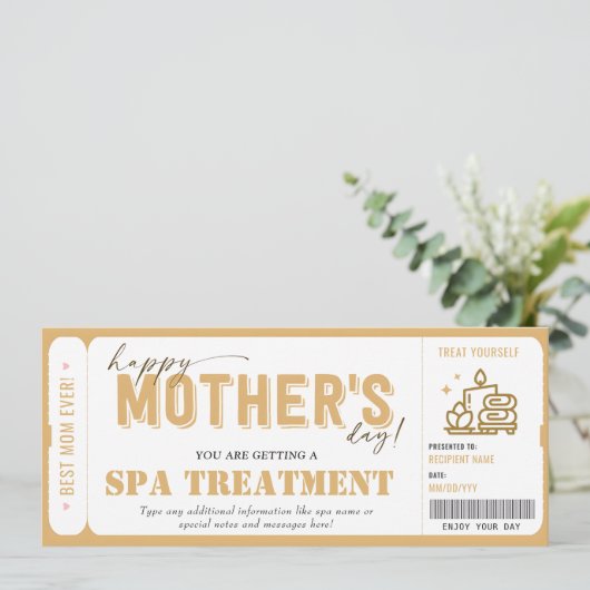 母の日ギフトスパ伝票証明書 招待状 (スタンド正面)