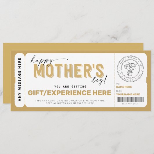 母の日ギフトチケット証明書テンプレート (正面/裏面)