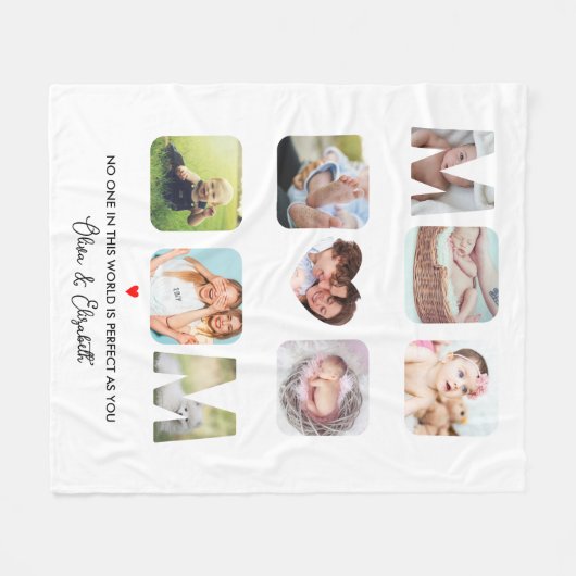 母の日ギフト母誕生日家族の写真カスタム フリースブランケット (正面(横))