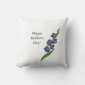 母の日ギフト紫のユリ花の水色 クッション (正面)