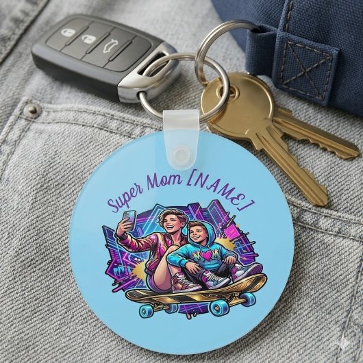 母の日ギフト オネオン ネーム入り Mom Son Keyrin キーホルダー
