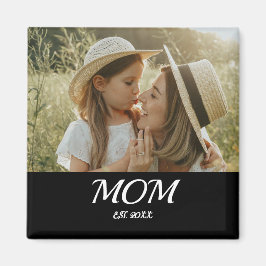 母の日ギフト フォトマグネット - シンプルでエレガントな白のスクリプトフォントの「母」タイポグラフ マグネット