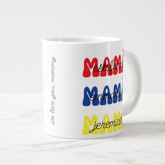 母の日ギフト Mamá レトロ子供の名前 ジャンボコーヒーマグカップ (正面右)