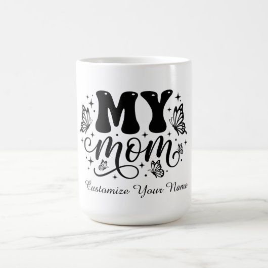 母の日ギフトTシャツ お母さんに感謝を込めて 蝶のデザイン コーヒーマグカップ (中央)