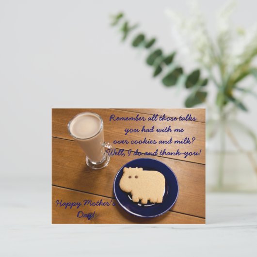 母の日クッキーとミルクのはがき ポストカード (スタンド正面)