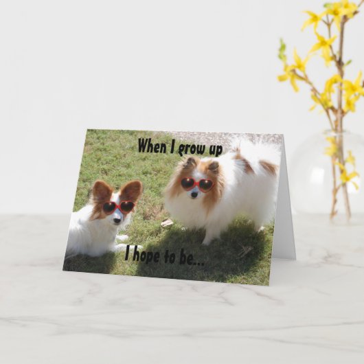 母の日クール犬グリーティングカード カード (黄色い花)