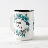 母の日グリーンローズとイエローローズ ツートーンマグカップ (正面左)