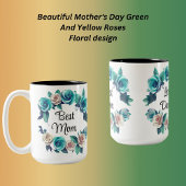 母の日グリーンローズとイエローローズ ツートーンマグカップ
