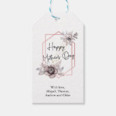 母の日グレイエレガントピンクフローラパーソナライズされた ギフトタグ (正面)