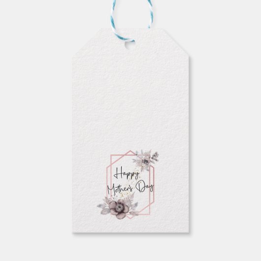 母の日グレイエレガントピンクフローラパーソナライズされた ギフトタグ (裏面)