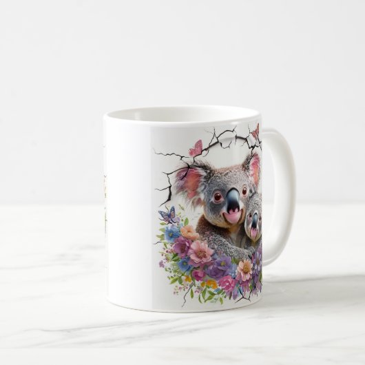 母の日コアラスがフローラに囲ま鮮やかれ コーヒーマグカップ (正面右)