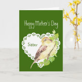 母の日シスターかわいい水色スパロー カード (黄色い花)
