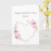 母の日シスタースピンクフラワーハート カード (黄色い花)