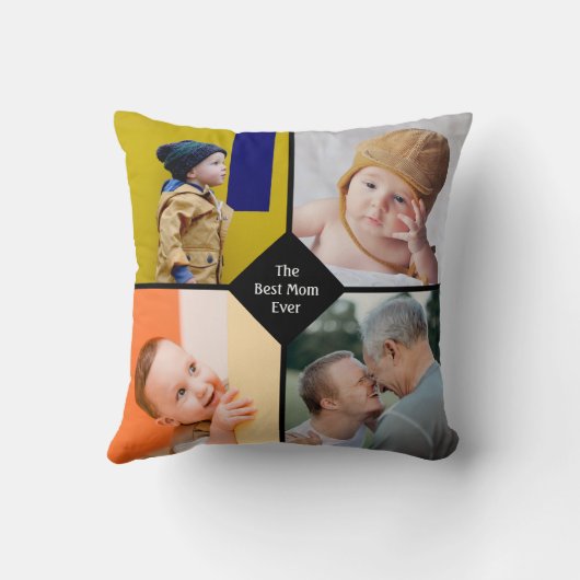 母の日シックなモダン母の家族の写真コラージュ クッション (裏面)