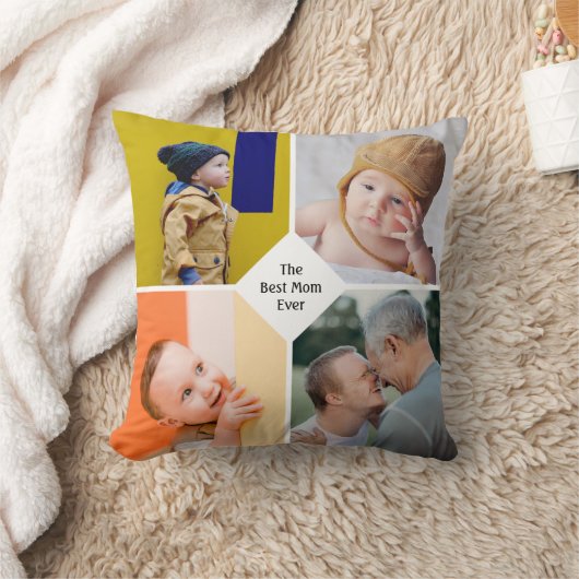 母の日シックなモダン母の家族の写真コラージュ クッション (ブランケット)