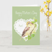 母の日スズメの鳥のおばさん カード (黄色い花)