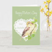 母の日スズメの鳥の素晴らし祖母 カード (黄色い花)