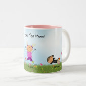 母の日スティックキッズ2ボーイズ1ガールマグ ツートーンマグカップ (正面右)