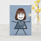 母の日ステッキの女の子とスパークラー カード (黄色い花)