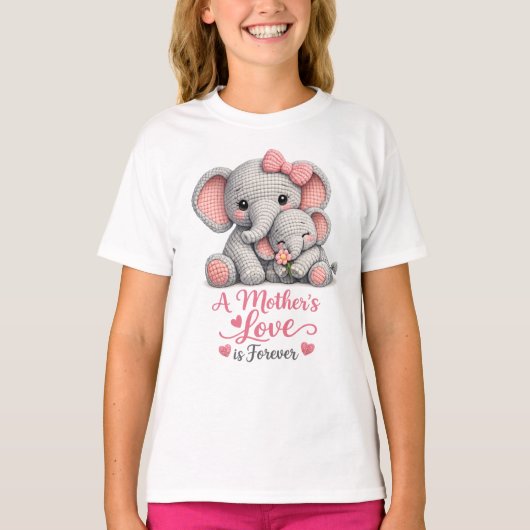 母の日ゾウママアート 母の日の特別なプレゼント Tシャツ (正面)
