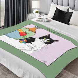 母の日タキシード猫 フリースブランケット