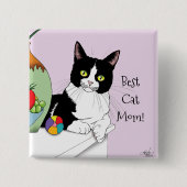 母の日タキシード猫 缶バッジ (正面)