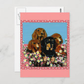 母の日ダックスフント ポストカード (正面/裏面)