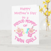 母の日ツインガールズグリーティングカードのお母さん カード (黄色い花)