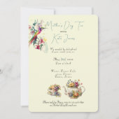 母の日ティーウォーターカラーティーポットとティーカップI 招待状 (正面)