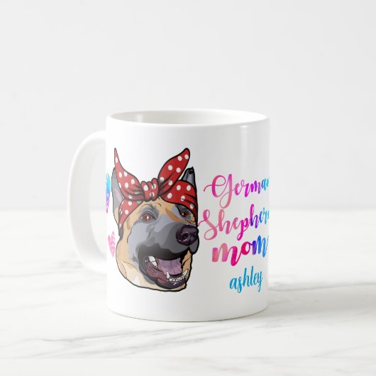 母の日ドイツの羊飼い犬は犬の恋人を育てる コーヒーマグカップ (正面左)