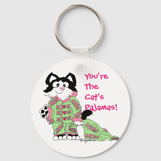 母の日ネコのパジャマかわいい猫キーチェーン キーホルダー (正面)
