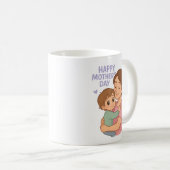 母の日ハグマグ心温まる母と子供のギフト コーヒーマグカップ (正面右)