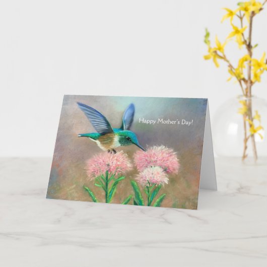 母の日ハミングバードグリーティングカード カード (黄色い花)