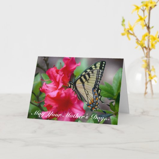 母の日バタフライグリーティングカード カード (黄色い花)