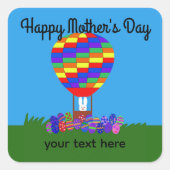 母の日バニー熱気球#2シール スクエアシール (正面)
