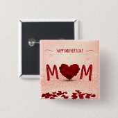 母の日バラハートブーケ-ボタン 缶バッジ (正面&裏面)