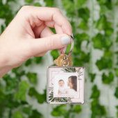 母の日バラ金ゴールドフローラパーソナライズされた写真 キーホルダー (手)