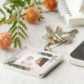 母の日バラ金ゴールドフローラパーソナライズされた写真 キーホルダー (側面)