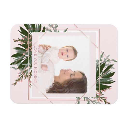 母の日バラ金ゴールドフローラパーソナライズされた写真 マグネット (横)