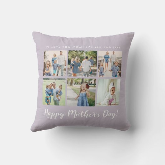 母の日パーソナライズされたの写真ラベンダーパープル クッション (裏面)