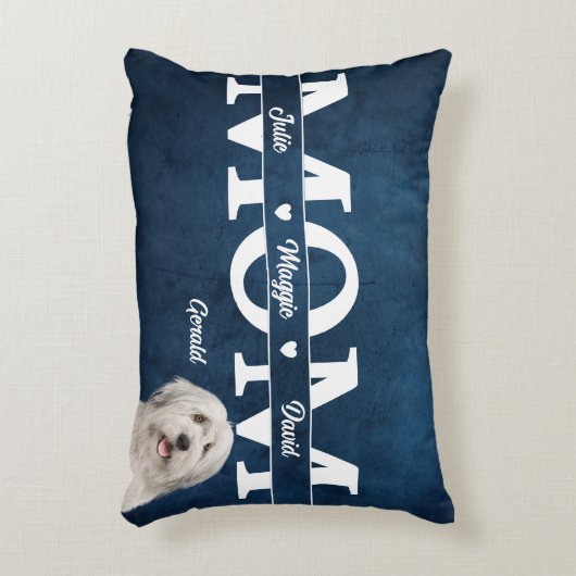 母の日パーソナライズされた3名に犬 アクセントクッション (正面(垂直))